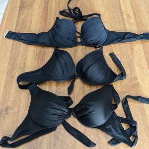 Women's Black Underwire 34B Bikini Tops - Set of 3